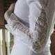 Sample Sale 70% Off  White Cotton Long Sleeve Short Lace Fitted Wedding Dress - New