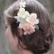 Ivory Pink  Bridal Flower Hair Clip -  Wedding Hair Accessories