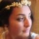 Gold Bridal tiara, Gold Bridal hair crown, Bridal flower headband, Leaf headband, Gold flower headpiece, Vintage style, Grecian headpiece - New