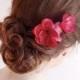 raspberry pink hair pins -  bright pink flower hair accessories