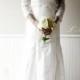Off shoulder white Lace Wedding Dress ， Custom Long Bohemian Wedding Gown - New