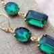 Emerald Green Earrings Vintage Earrings Bridesmaid Jewelry Bridal Earrings Bridesmaid Gift - Wedding Bridal Jewelry - Angelina Jolie