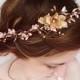 wedding hair accessories, pink flower hair circlet, gold flower hair accessory, wedding headpiece - SERAPHIM - bridal flower hair wreath - New