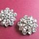 Wedding Shoe Clips,  Silver and Crystal Rhinestone Flower Shoe clips