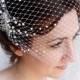birdcage veil with pearls -  wedding bandeau veil