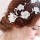bridal halo -  white flower hair vine
