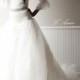 High End Long Sleeve fitted Wedding Dress with Large Skirt and small train. Simply Elegant Feminine Princess Style - New