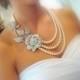 Bridal statement necklace -  pearl necklace