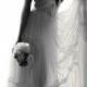 Stunning sheer neckline wedding dress with invisible mesh chest and sheer lace detailing, dreamy silk chiffon skirt - New