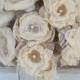 Burlap Wedding Bouquet Vintage Inspired  Ivory with Tan Burlap Custom Order any color