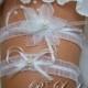 Frostine II  white lily wedding garter set