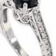 1.23CT Black & White Diamond Vintage Engagement Ring 14K White Gold (Sizes 4-9)