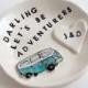 Custom engagement gift ring holder personalized vw ceramic ring dish handmade by Cathie Carlson