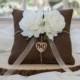 White Rose Brown Burlap Ring bearer pillow You personalize it 10% discount promo code SPRING entire shop