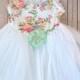 White Tutu dress, White tulle dress, White floral dress, Flower girl dress, Ballerina party dress, Shabby Chic party dress