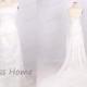 White Round Neck A Line Lace Floor Length Long Train Wedding Dress/Cap Sleeve Chiffon Long Train Wedding Gown/Church Bridal Dress DH216