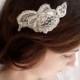lace hairpiece, lace bridal hair accessories, ivory alencon lace hair comb - FLUTTER - rhinestone hair accessory, flower girl wedding - New