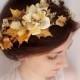 fall hair accessories, flower crown, wedding headpiece, bridal crown, autumn gold hair accessory, cream floral hairpiece -TWEEDLE- champagne - New
