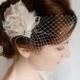 bridal feather hair accessory -  rhinestone hairpiece