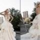 2015 Blush Backless Wedding Dresses Handmade Flower Deep V-Neck Draped Organza Ball Gown Sweep Bridal Dresses Gown Designer By Pnina Tornai, $113.69 