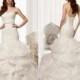 2014 New Custom Sexy Strapless Mermaid Wedding Dress Bridal Gown Cascading Organza Ruffles Wedding Dresses Detachable Beaded Sash, $98.96 
