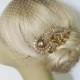 Birdcage Veil Ivory and a Gold-Topaz Bridal Hair Comb (2 Items) Headpieces Bridal Comb  Wedding comb bridal headpieces hair accessories