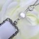 Wedding bouquet photo charm. Memorial charm with freshwater pearl. DIY photo jewelry. One or 2 sided frame.