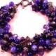 SALE - Flower Bracelet, Purple Blossom Bouquet, Copper Charm Bracelet, FREE Shipping U.S.