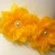 Yellow Orange Sash-Bridal Flower Sash-Wedding Flower Sash-Bride Flower Sash-Bride Belt-Ribbon Satin Belt-Luxurious Lotus Organza Flower Sash