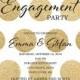 gold engagement party invitation, gold glitter engagement party invite, customizable