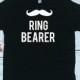 Ring Bearer T-Shirt with mustache. Ring Bearer shirt with mustache detail at the neck.Usher t-shirt for boy in wedding party. Ring Security