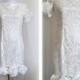 Posh Guipure Wedding Dress Boho Lace Short Bridal Gown Floral  Embellished Shift Simple City Hall White Size Medium