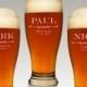 Three (3) Personalized Pilsner Glasses with Engraved Groomsmen Designs & Font Selection OPTIONAL Three Monogrammed Magnetic Bottle Openers