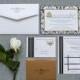 Wedding Invitation Suite - Black and Gold Brocade and Stripes - Custom Colors - Ashley and Richard