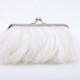 Ostrich Feather Clutch - White - wedding purse - bridal clutch - monogram