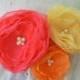 Fabric flower ribbon sash belt in bright citrus colors for weddings, special occasions