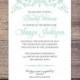 Printable Bridal Shower Invite Mint or Coral ornate elements Wedding Shower Card DIY Printable File Digital File - Arryn