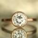 6.5mm Forever Brilliant Moissanite 14K Rose Gold Engagement Ring, Stacking Ring - Made To Order