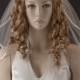 Wedding veil -  36 inch Fingertip Length angel cut bridal veil with satin ribbon trim