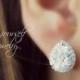 Bridal Earrings Cubic Zirconia Teardrop Stud Cluster Earrings Sparkly White Crystal Sterling Silver Post Bridesmaid Gift Wedding Jewelry