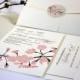 NEW SAMPLE Flowering Cherry Blossom Pocketfold Wedding Invitations, Full Color, Pink, Vintage, Rustic, Save the Date, Tree Branch Invitation