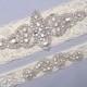 Lace Wedding Garter Set, Crystal Rhinestone Keepsake / Toss Custom Garters, Silver Garter Belt, Ivory / White Stretch Lace Bride Accessory