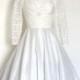 Ivory Silk Dupion and Lace Bustier Wedding Dress with Circle Skirt - Made by Dig For Victory