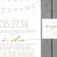 simple wedding invitation, modern, strings of lights, engagement party invite, reception only invite, vow renewal, pink, gold