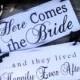 Here Comes The Bride and Happily Ever After Sign,  Double Sided - 12in - Wedding and photo props, Ring Bearer Sign