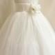Flower Girl Dresses - IVORY with Ivory (FD0FL) - Wedding Easter Junior Bridesmaid - For Children Toddler Kids Teen Girls