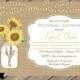 Rustic Couples or Coed Wedding Shower Invitation-Burlap, Sunflowers, Bridal Shower, Rehearsal Dinner