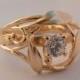 Leaves Engagement Ring No. 5 - 14K Rose Gold and Diamond engagement ring, engagement ring, leaf ring, filigree, antique, art nouveau,vintage