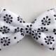 Boys Bow Tie White Black Dot Flowers, Newborn, Baby, Child, Little Boy, Great for Special Occasion Wedding or Photo Prop