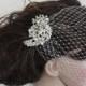 Bridal birdcage veil and a bridal comb (2 Items),Swarovski Pearls Comb,Wedding comb,bridal headpieces,bridal Hair comb,wedding hairpiece